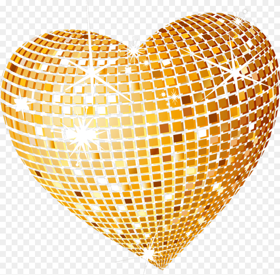 Gold Disco Heart Clipart Picture Download Gold Heart Transparent Background, Balloon, Chandelier, Lamp Png