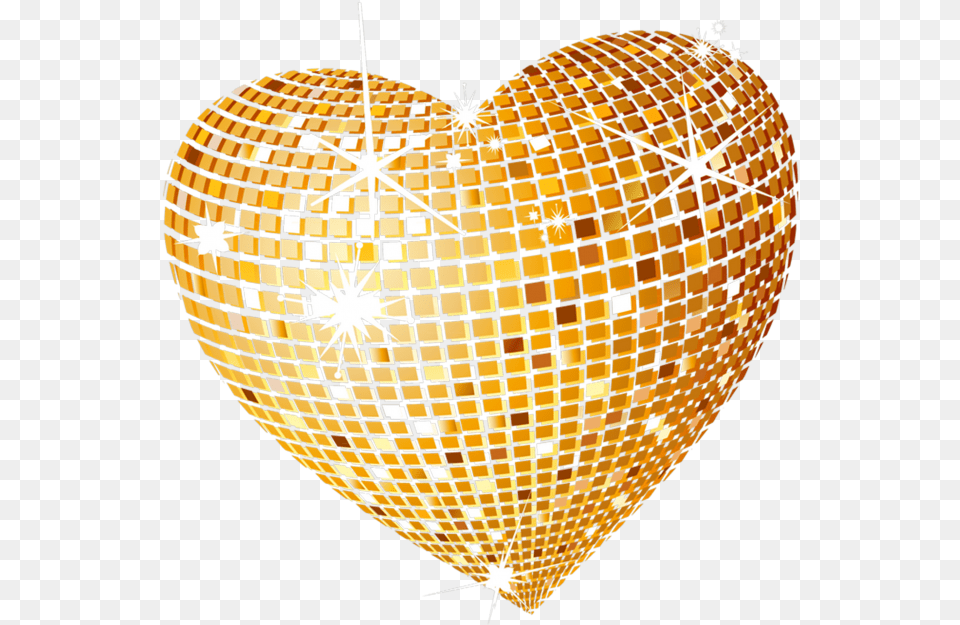 Gold Disco Heart Clipart Picture Transparent Background Sparkle Heart, Balloon, Chandelier, Lamp Png Image