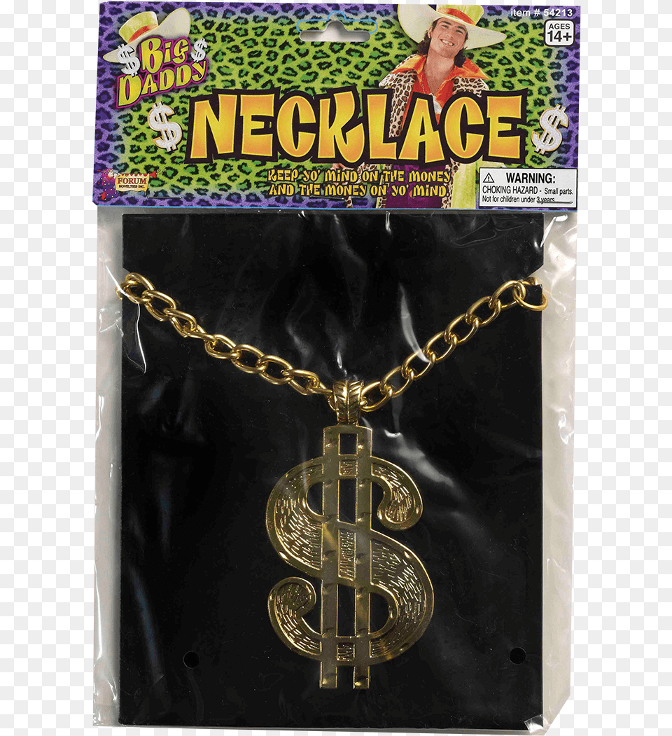 Gold Dollar Sign Medallion Chain, Adult, Female, Person, Woman Png