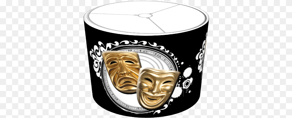 Gold Drama Masks Lampshade Coffee Cup, Emblem, Symbol, Accessories, Jewelry Png