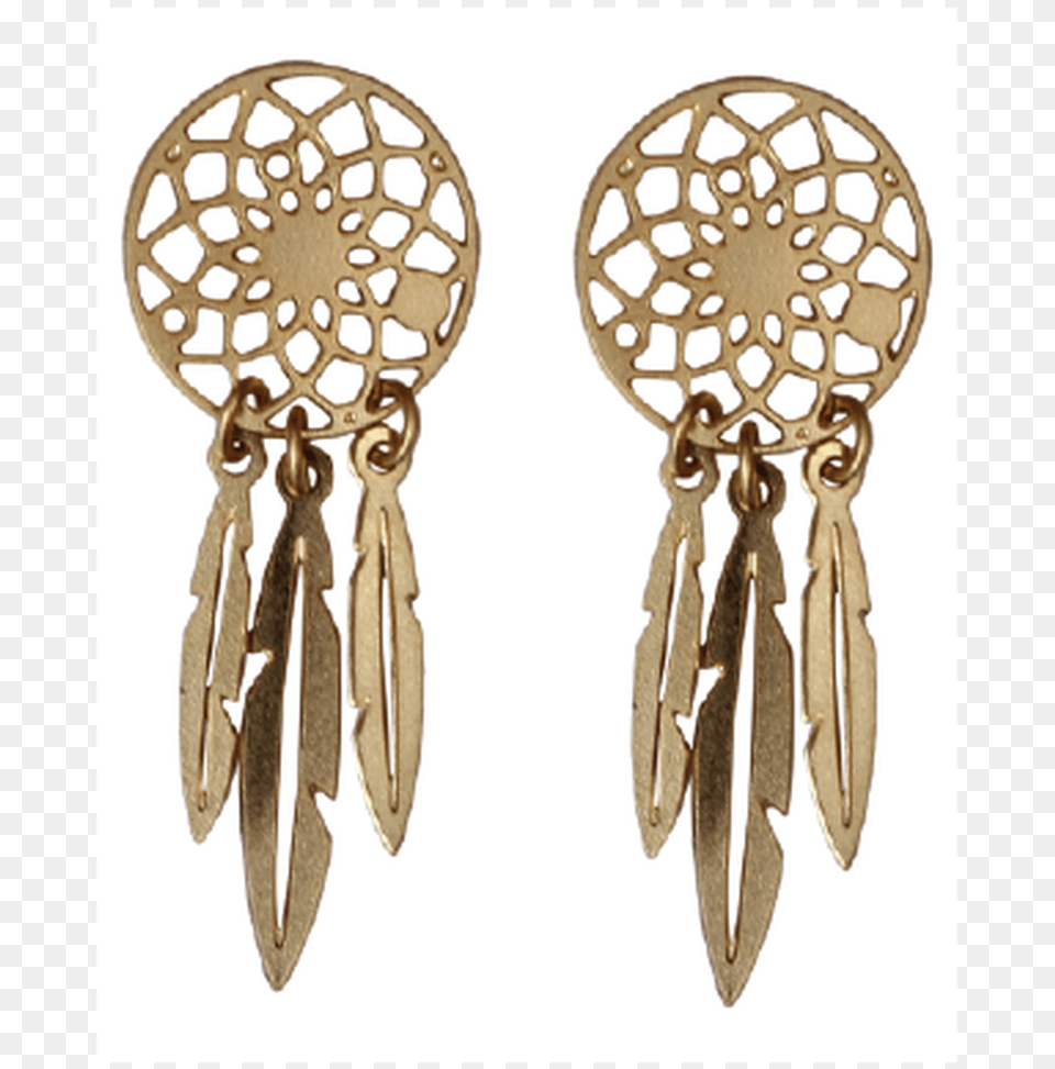 Gold Dream Catcher Stud Earrings, Accessories, Bronze, Earring, Jewelry Free Png Download