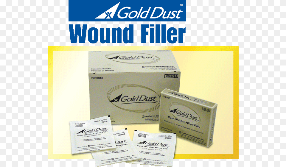 Gold Dust Wound Filler By Southwest Technologies Southwest Technologies Gold Dust Super Absorbent Wound, Box, Cardboard, Carton, Package Free Transparent Png