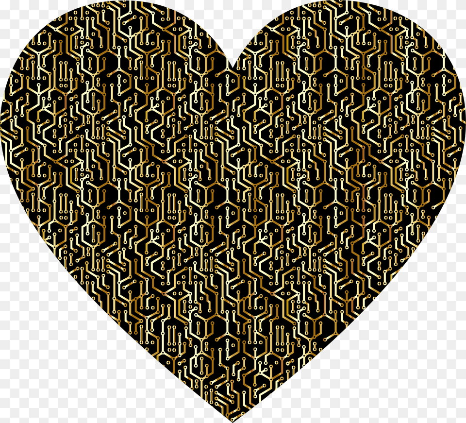 Gold Electronic Heart Clip Arts Heart, Pattern, Home Decor Png Image