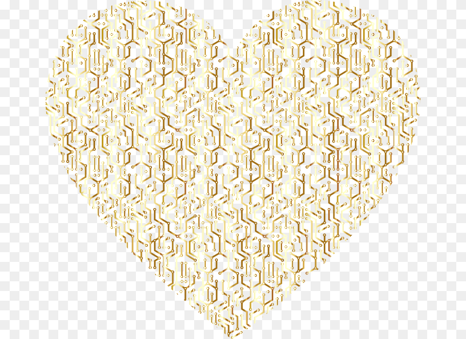 Gold Electronic Heart No Background Gold Background Heart, Pattern, Home Decor, Qr Code Free Transparent Png