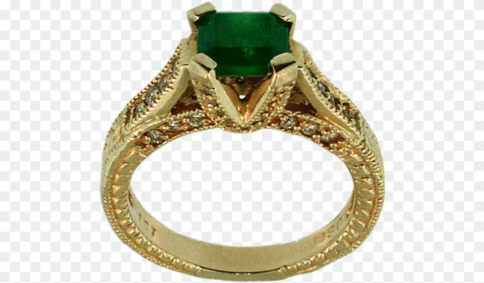 Gold Emerald Ring Engagement Ring, Accessories, Gemstone, Jewelry Free Png Download