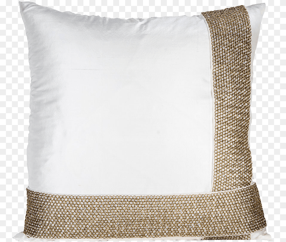 Gold Encrusted White Silk Throw Pillow Pyarampco Gold Encrusted White Silk Throw Pillow, Cushion, Home Decor, Linen, Clothing Png Image