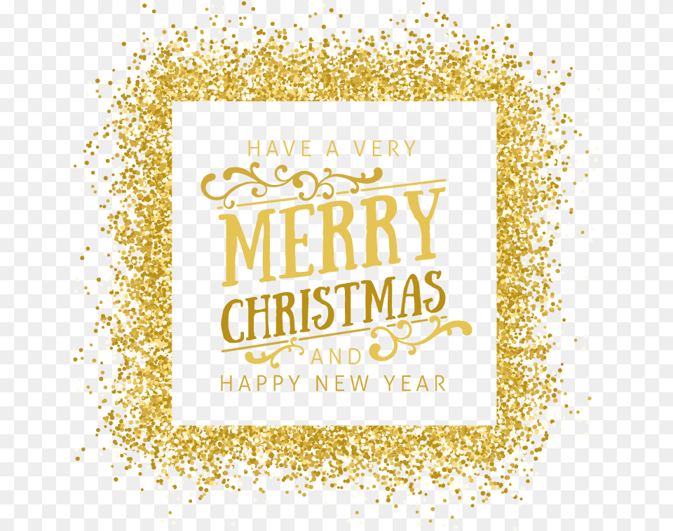 Gold Euclidean Vector New Year Clip Art Merry Christmas Happy New Year, Paper, Confetti, Plant, Pollen Free Png Download