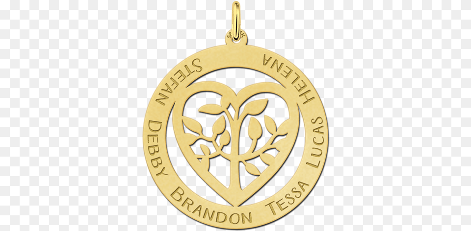 Gold Family Pendant Heart Shaped With Tree Of Life Emblem, Accessories, Jewelry, Locket, Logo Free Png