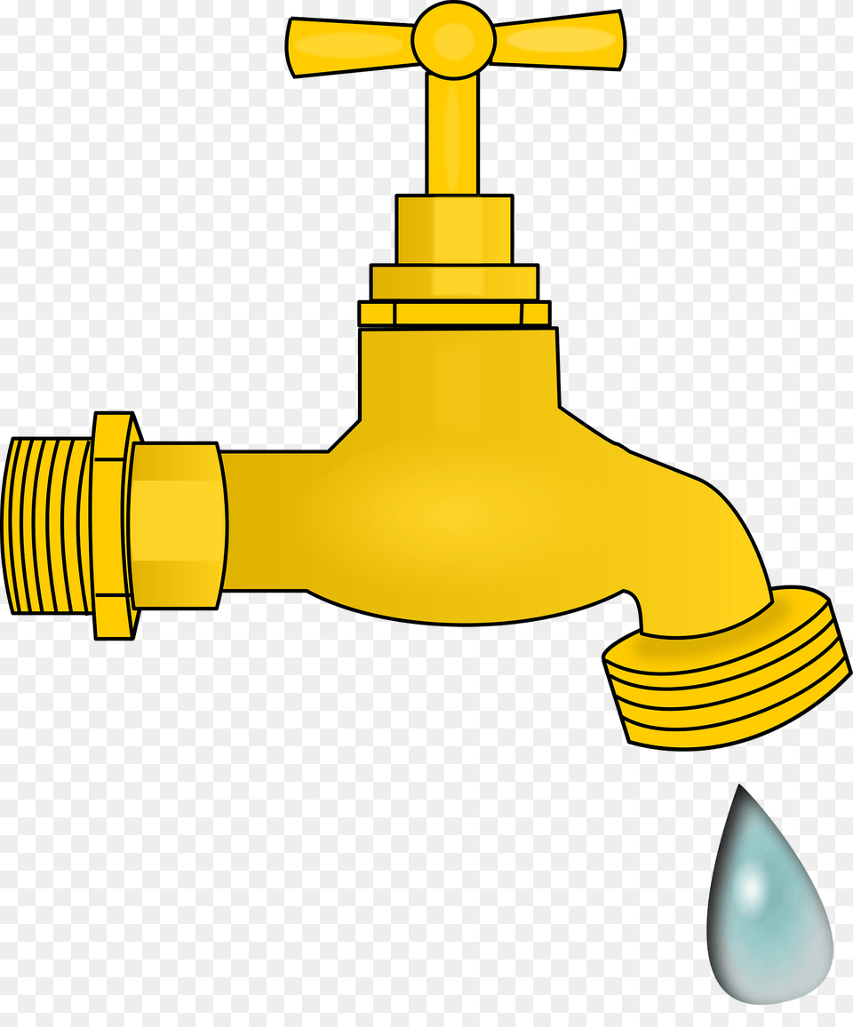 Gold Faucet With One Water Droplet Clipart, Tap, Device, Grass, Lawn Png