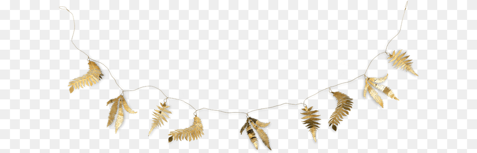 Gold Fern Leaf Garland Nkuku Tabwa With Twig, Accessories, Jewelry, Necklace, Plant Png Image