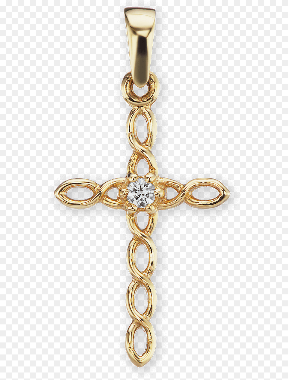Gold Filigree Cross Pendant With Diamond Roberto Coin Cross Necklace, Symbol, Accessories Png