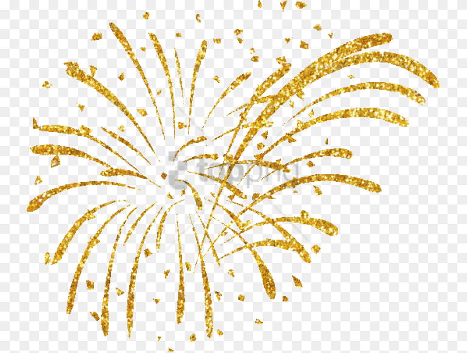 Gold Fireworks Image With Transparent New Years Fireworks Clipart, Plant, Paper, Confetti Free Png Download