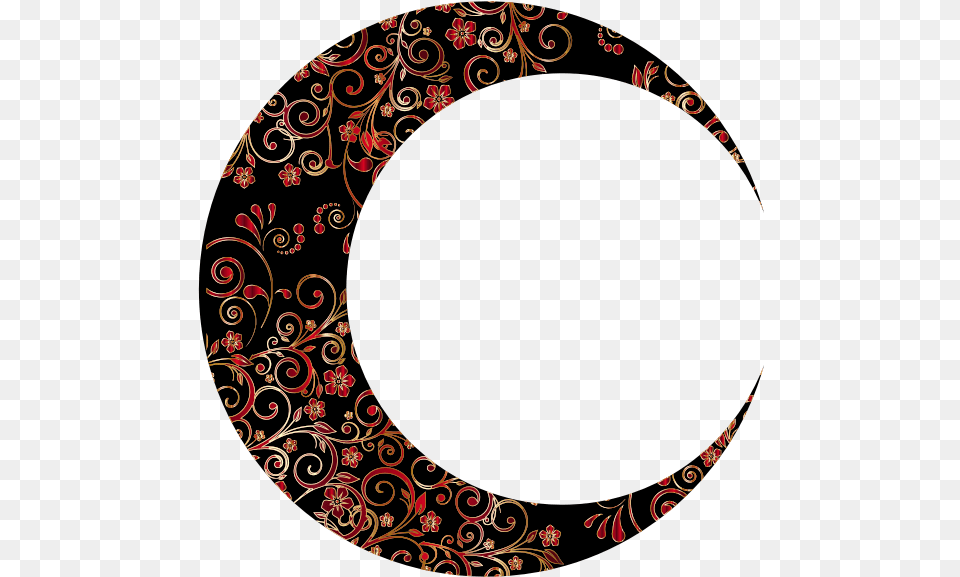 Gold Floral Crescent Moon Mark Ii 9 Svg Transparent Crescent Moon Art, Floral Design, Graphics, Pattern, Oval Free Png Download