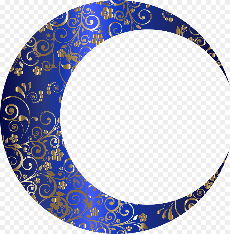 Gold Floral Crescent Moon Mark Ii Drawing Of New Moon, Accessories, Art, Porcelain, Pottery Free Png Download