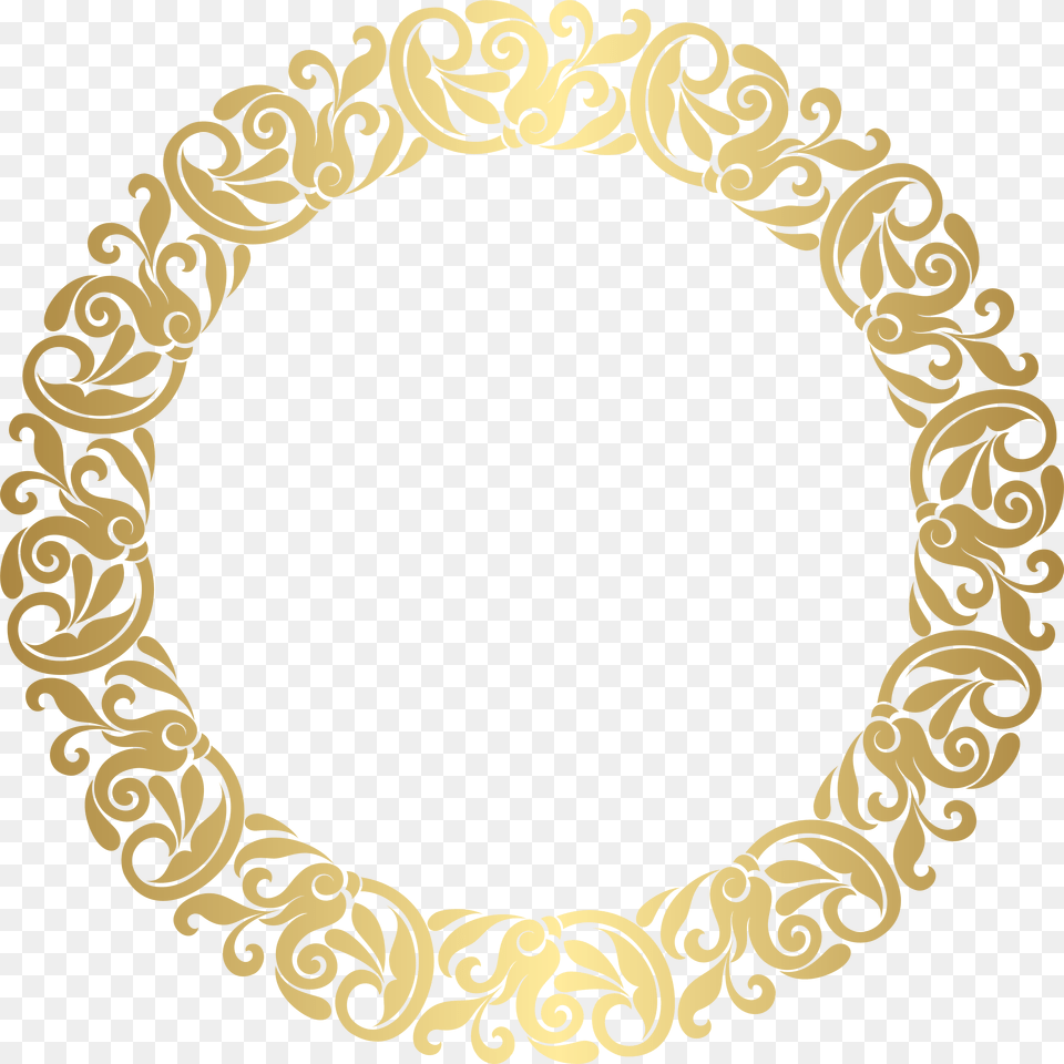 Gold Floral Flourish Motif Frame No Background Clip Gold Circle No Background, Oval Free Transparent Png