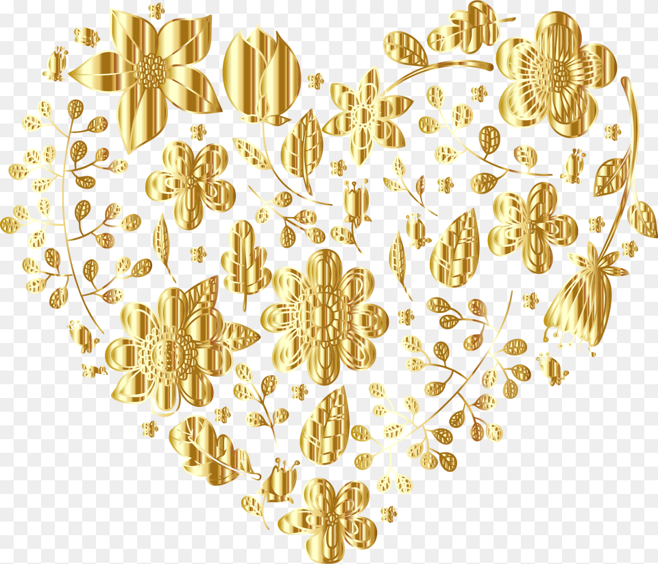 Gold Floral Heart No Background Clip Arts Heart Of Gold Background, Chandelier, Lamp, Pattern, Art Png