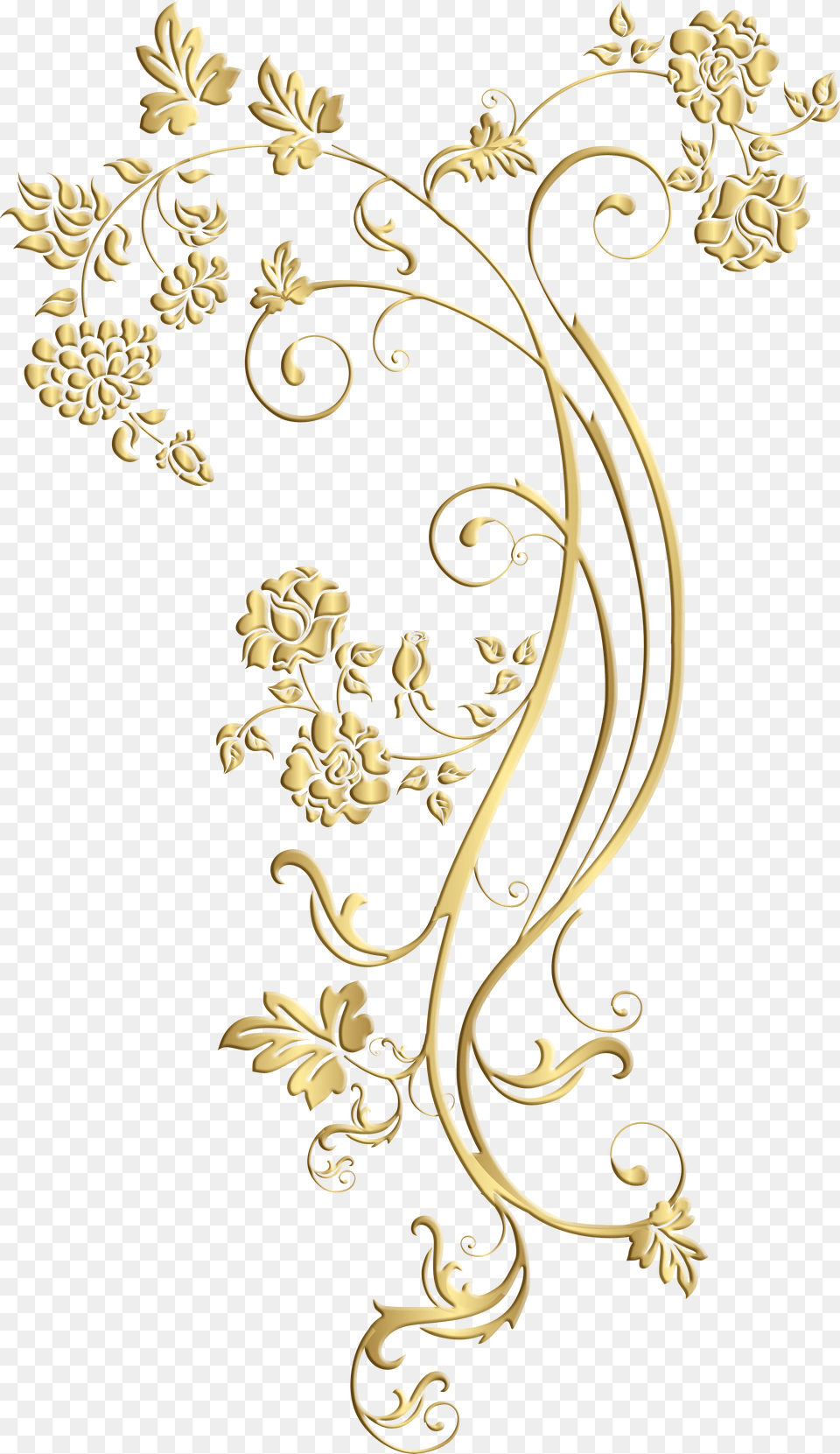 Gold Floral Ornaments, Art, Floral Design, Graphics, Pattern Png Image