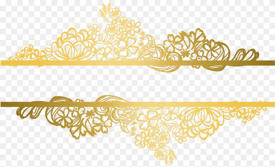 Gold Florals Flowers Swirls Divider Header Textline Gold Lace, Pattern, Art, Floral Design, Graphics Png