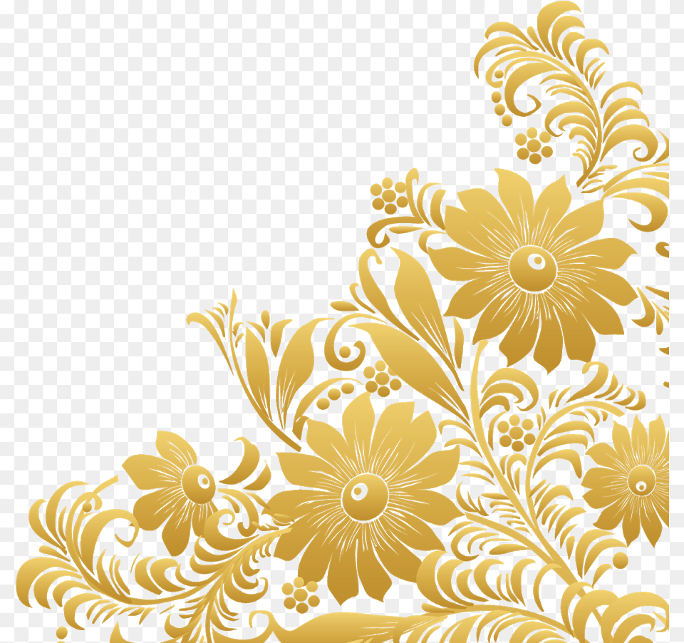 Gold Flower Border, Art, Floral Design, Graphics, Pattern Png