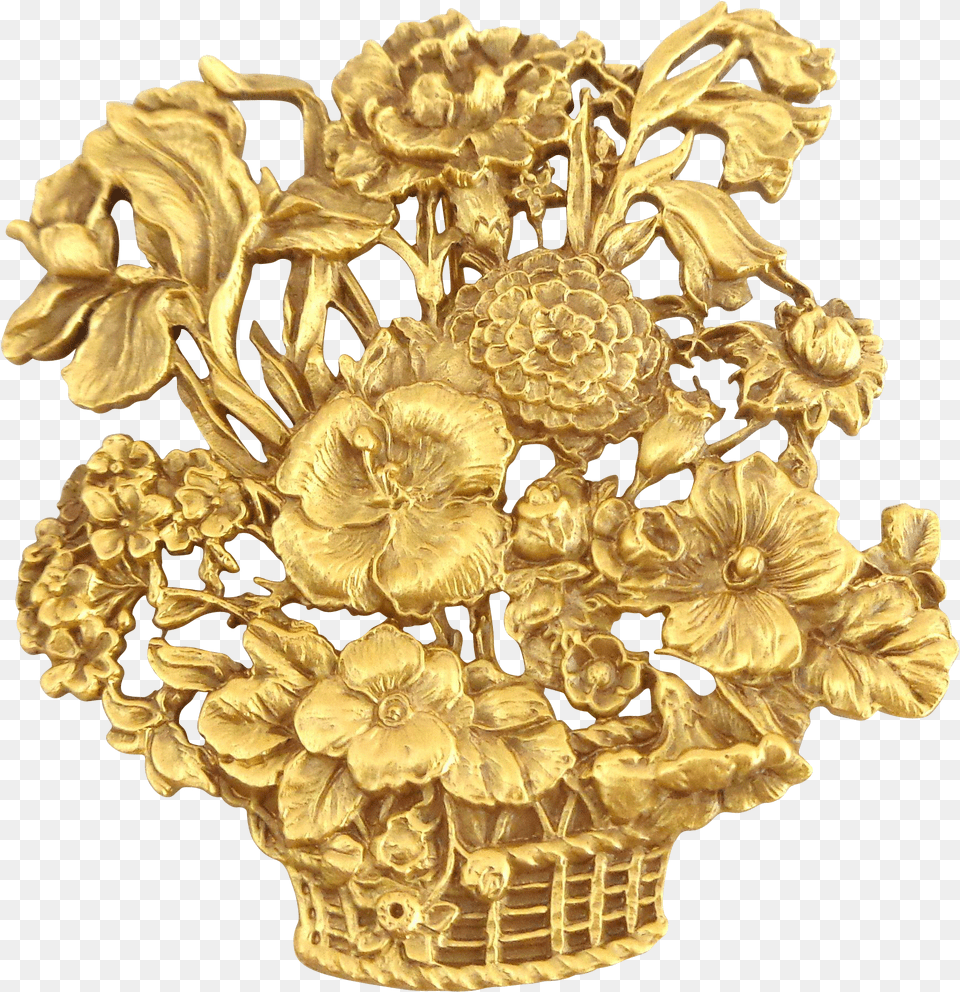 Gold Flower Bouquet Hd Download Original Size Floral In Metal Basket Transparent Free Png