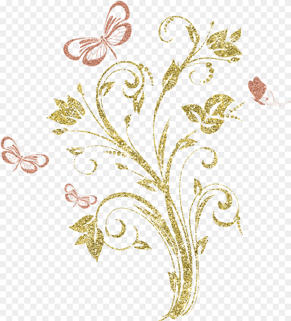 Gold Flower Drawing, Art, Embroidery, Floral Design, Graphics Png Image