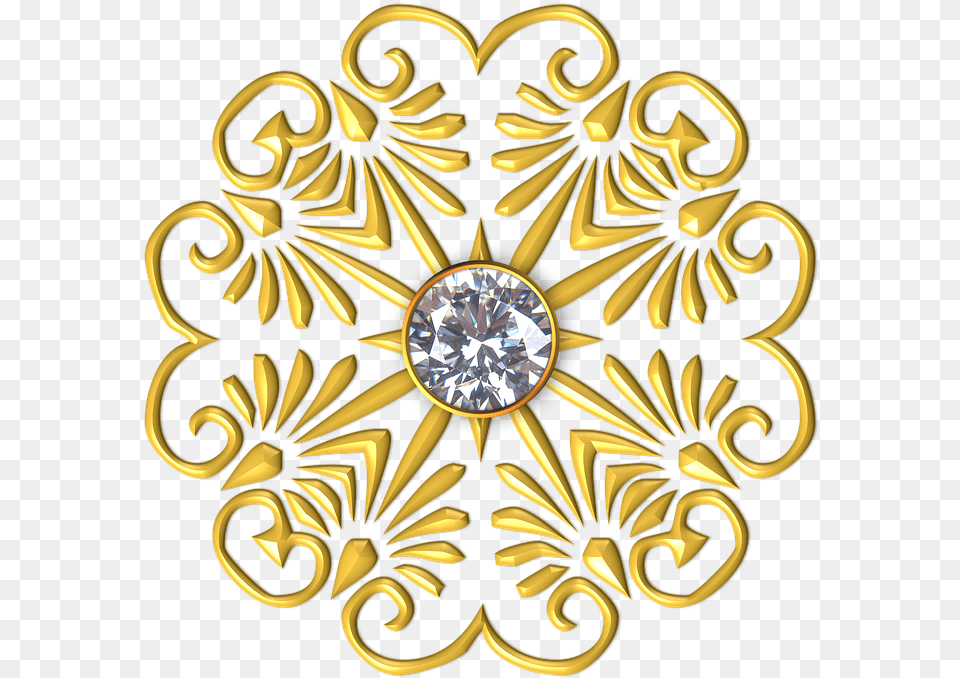Gold Flower Petal Decorative, Accessories, Pattern, Jewelry, Chandelier Png Image