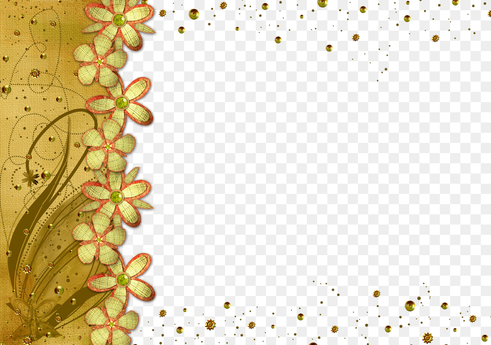 Gold Flower Photo Frame Gold Flower Frame, Art, Collage, Floral Design, Graphics Free Png