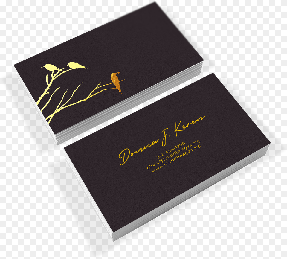 Gold Foil Birds U0026 Branches Print Peppermint Business Card, Paper, Text, Business Card Free Png Download