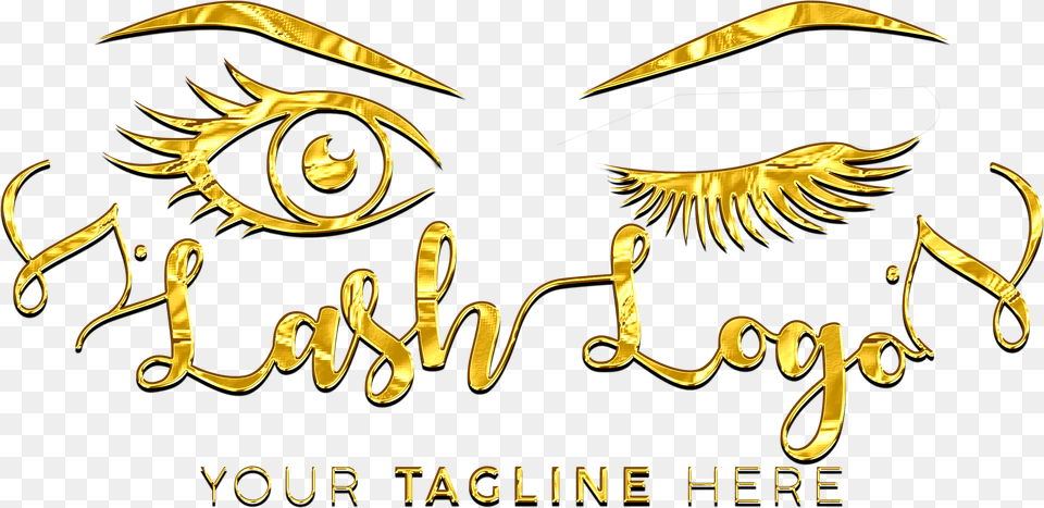 Gold Foil Custom Lashes Logo Cosmetics Make Up Design Illustration, Treasure, Blade, Dagger, Knife Free Png Download