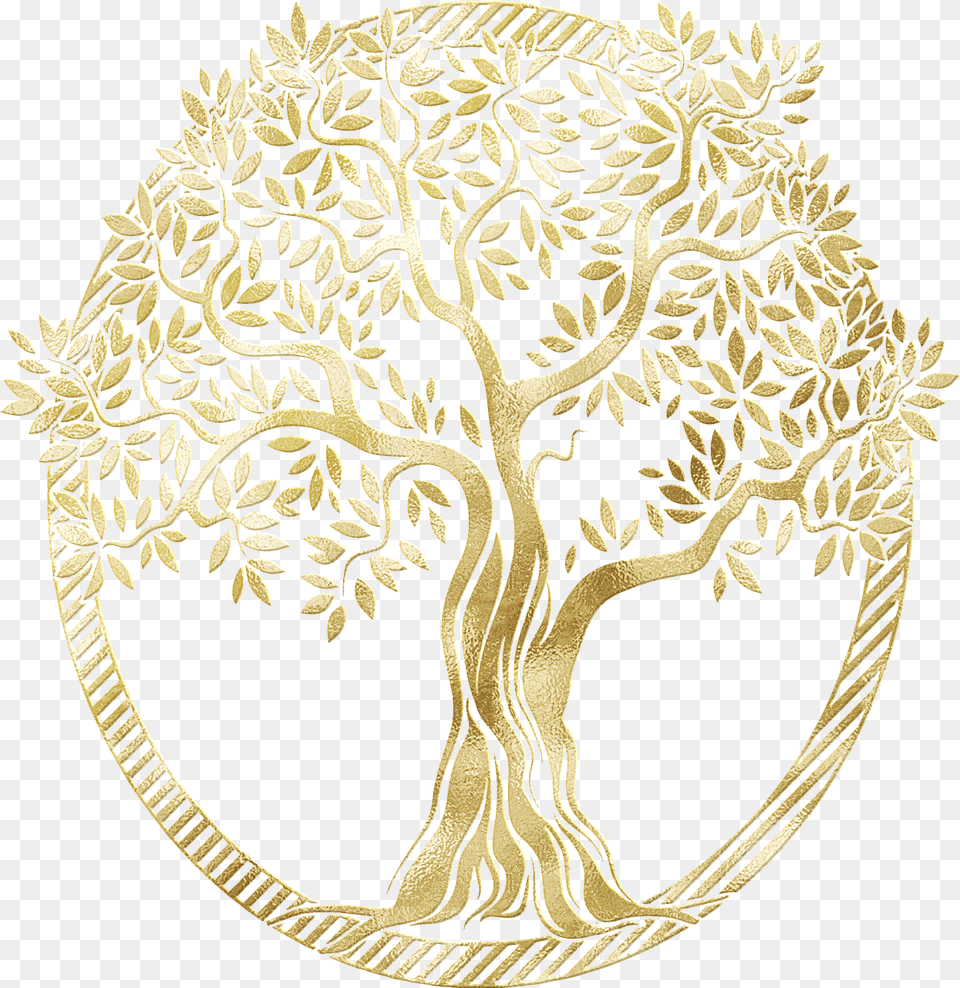 Gold Foil Tree Of Life Frame Transparent Gold Tree Of Life, Wood, Art, Pattern Png Image