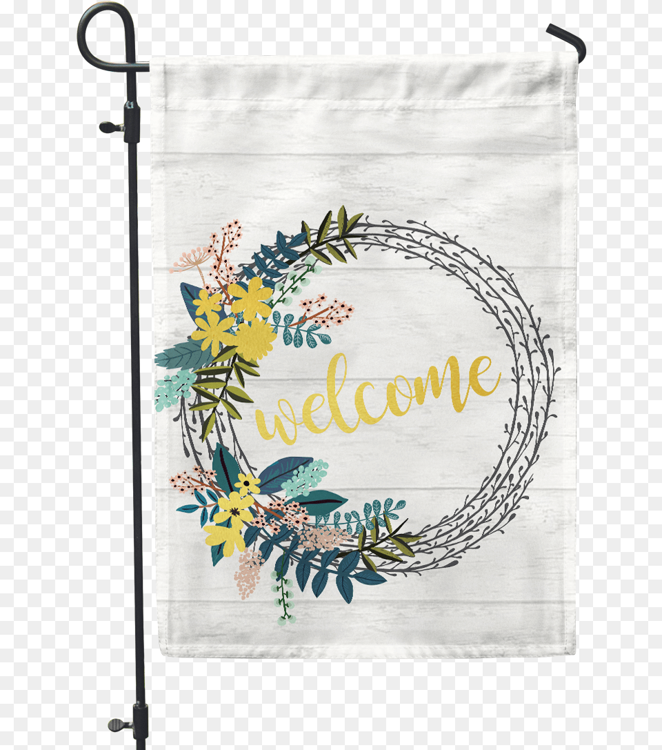 Gold Foil Welcome Wreath Home Amp Garden Flag 39welcome39 Flags By Second East 39welcome39 Rustic Wreath, Embroidery, Pattern, Plant, Stitch Free Png