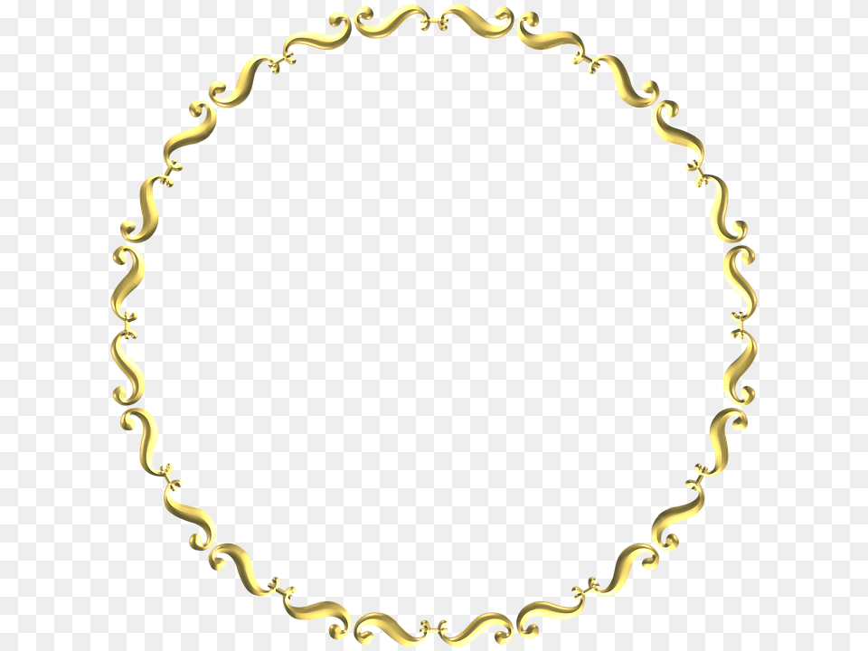 Gold Frame Round Border Decoration Decor Circle, Accessories, Jewelry, Necklace, Oval Png