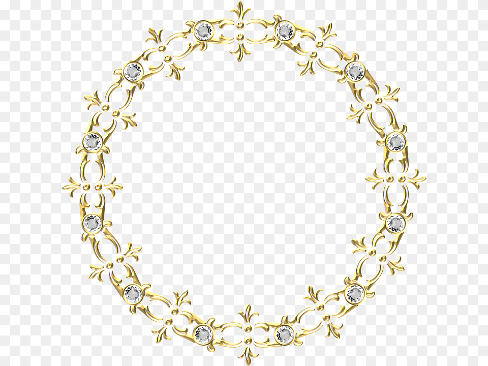 Gold Frame Round Border Decoration Decor Necklace, Accessories, Bracelet, Jewelry Png Image