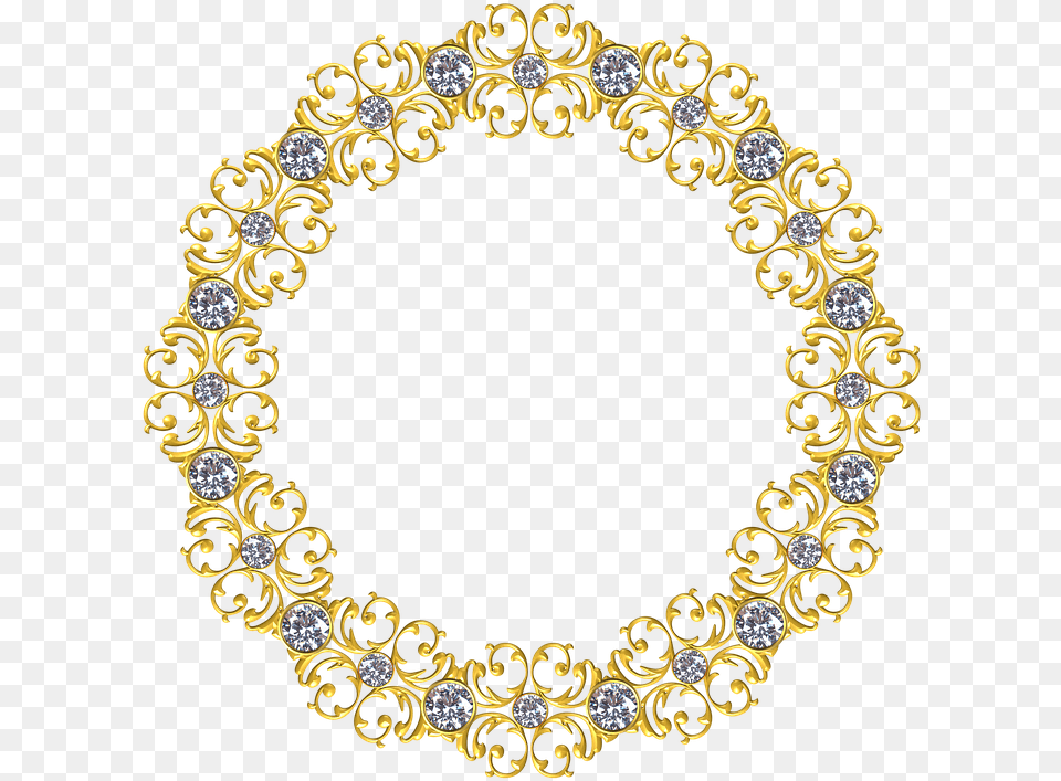 Gold Frame Round Border Decoration Ornate Antique Gold Circle Border, Accessories, Jewelry, Necklace, Pattern Free Transparent Png