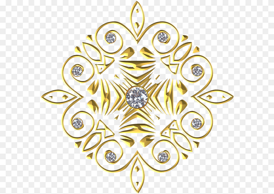 Gold Gem Ornament Flourish Circle Symmetric Circle, Accessories, Jewelry, Brooch, Pattern Free Transparent Png