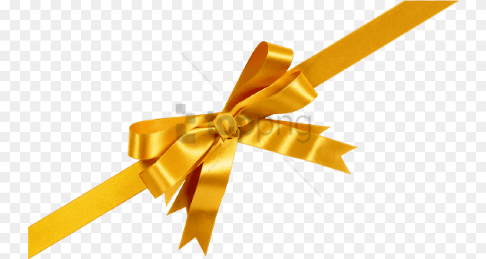Gold Gift Bow Image Gold Ribbon, Blade, Dagger, Knife, Weapon Png