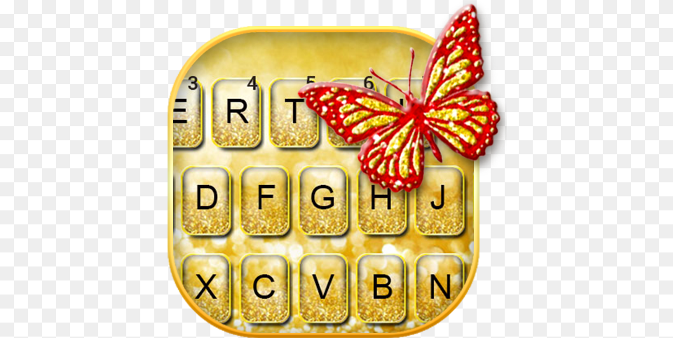 Gold Glitter Butterfly Keyboard Theme Google Play Girly, Text Free Png