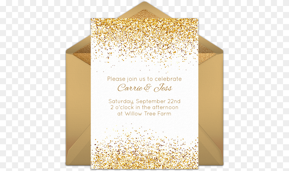 Gold Glitter Confetti We Just Love This Golden White And Gold Invitation, Paper Png