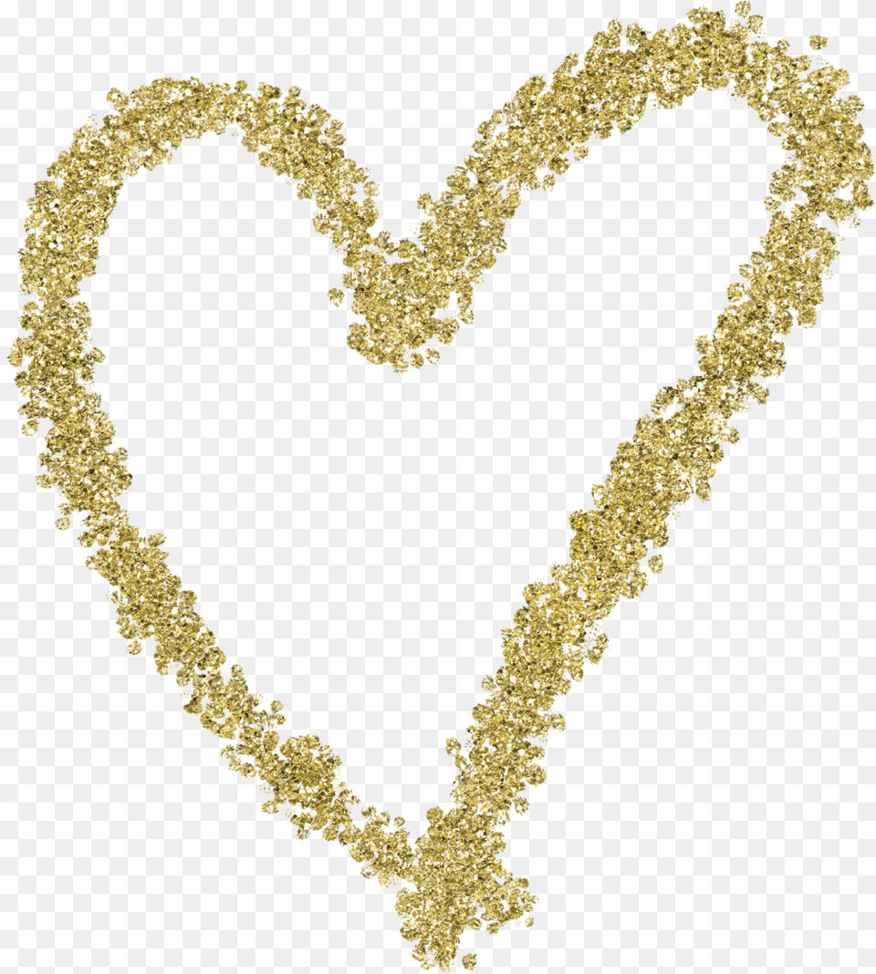 Gold Glitter Heart, Plant, Accessories, Jewelry, Necklace Free Png Download