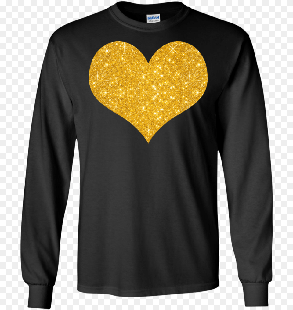 Gold Glitter Heart T Shirt, Clothing, Long Sleeve, Sleeve, Symbol Png Image
