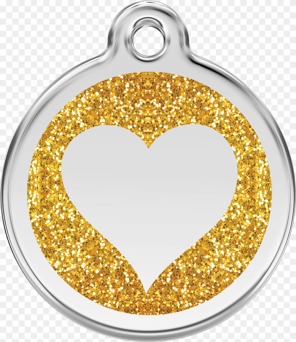 Gold Glitter Heart Transparent Dog Tag Paw Print, Accessories Free Png Download