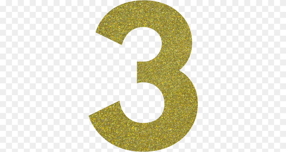 Gold Glitter Number 3 Image Number 3 Glitter, Symbol, Text Png