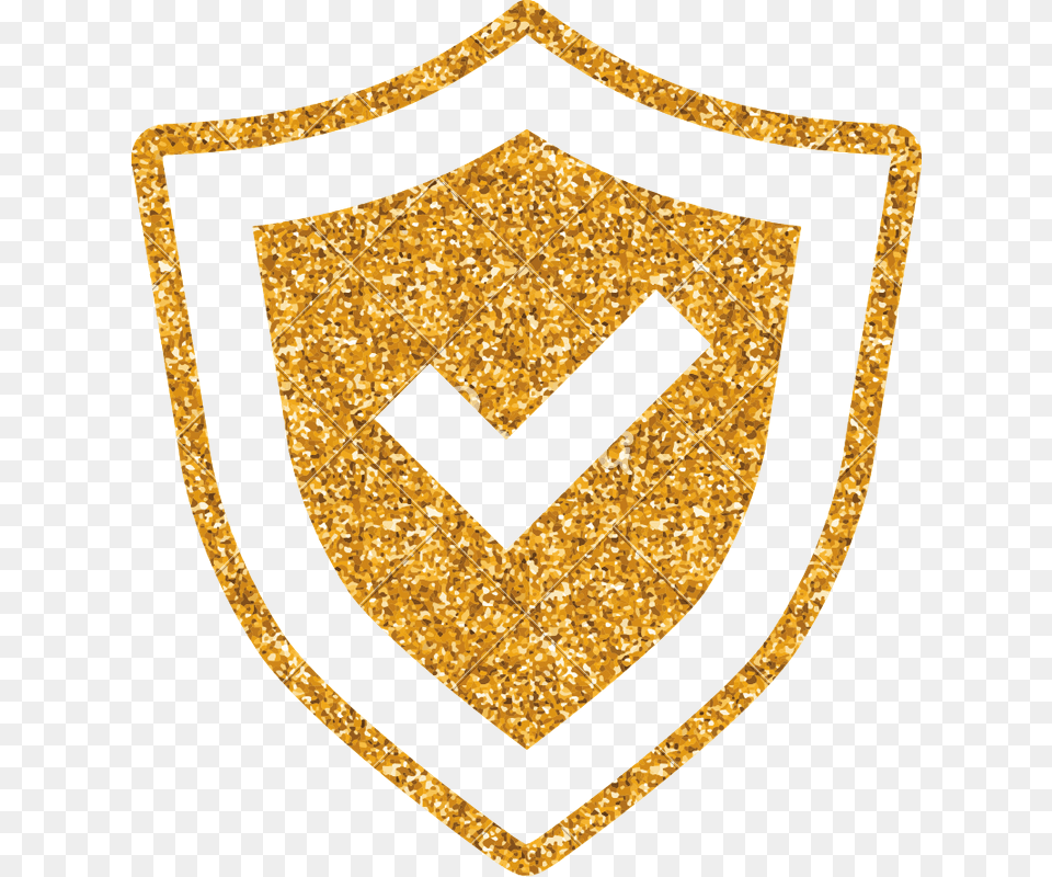 Gold Glitter Shield With Check, Armor Free Png Download