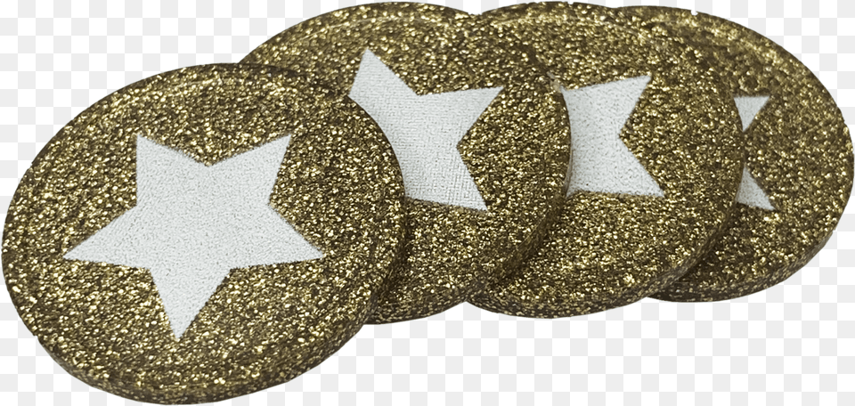 Gold Glitter Star Tokens Bag Of 100 Emblem Png