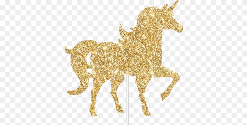 Gold Glitter Unicorn Cake Topper Just For Kids Glitter Gold Unicorn, Animal, Mammal, Horse Free Png Download