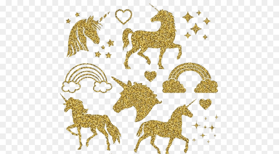 Gold Glitter Unicorn Unicorn Silhouette, Animal, Horse, Mammal, Art Free Transparent Png