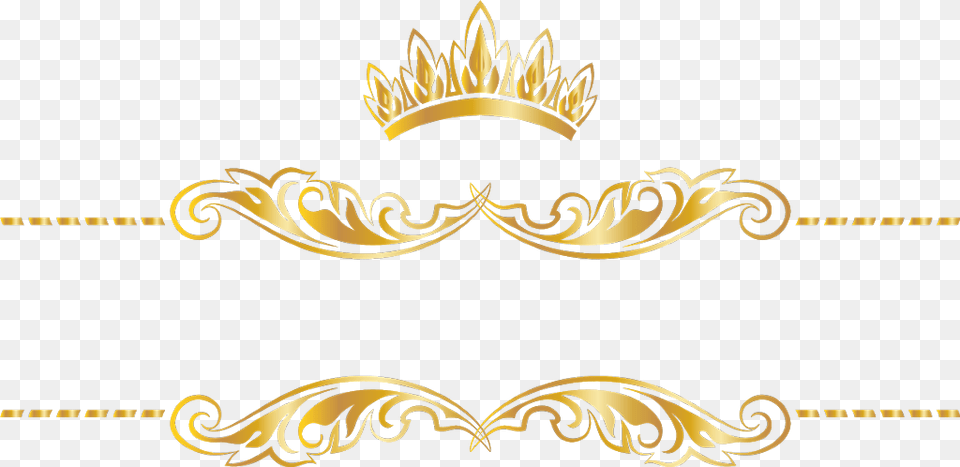 Gold Goldcrown Crown Swirls Banner Header Textline Transparent Gold Crown Border, Accessories, Jewelry Png Image