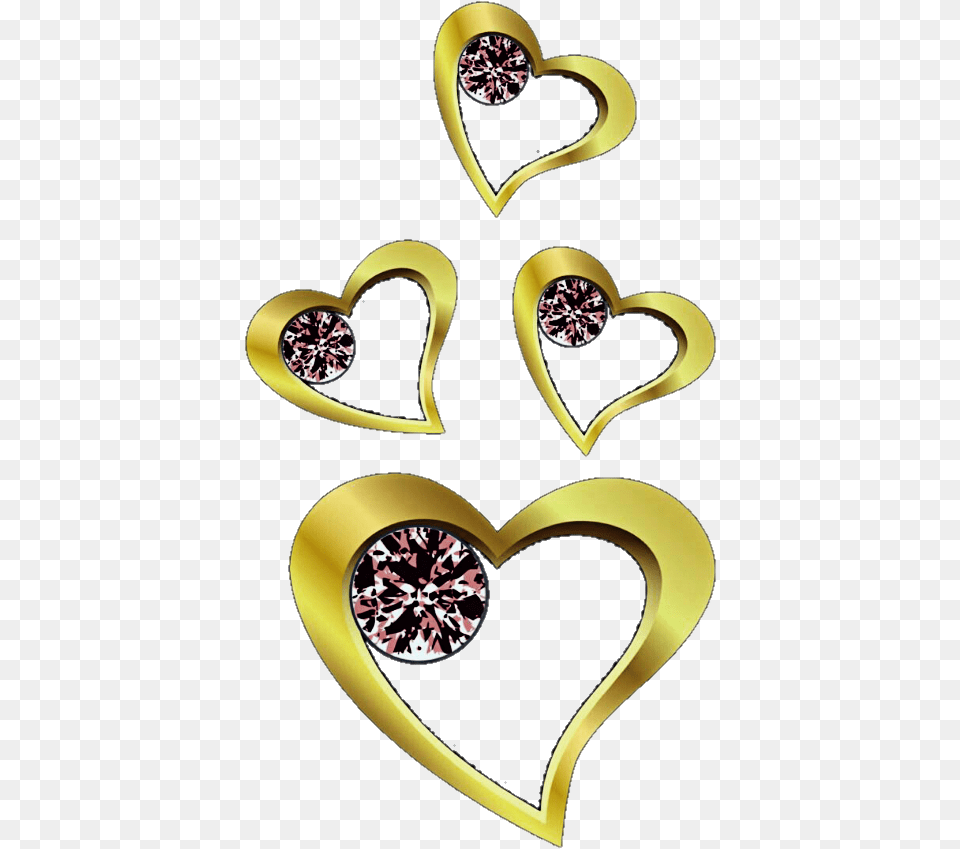Gold Goldhearts Golden Bling Blingbling Diamonds Heart, Accessories, Earring, Jewelry, Symbol Png Image