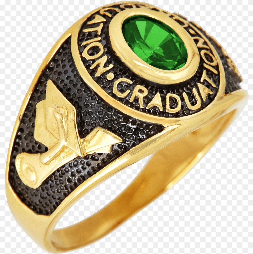 Gold Graduation Cap Engagement Ring, Accessories, Gemstone, Jewelry, Emerald Free Png