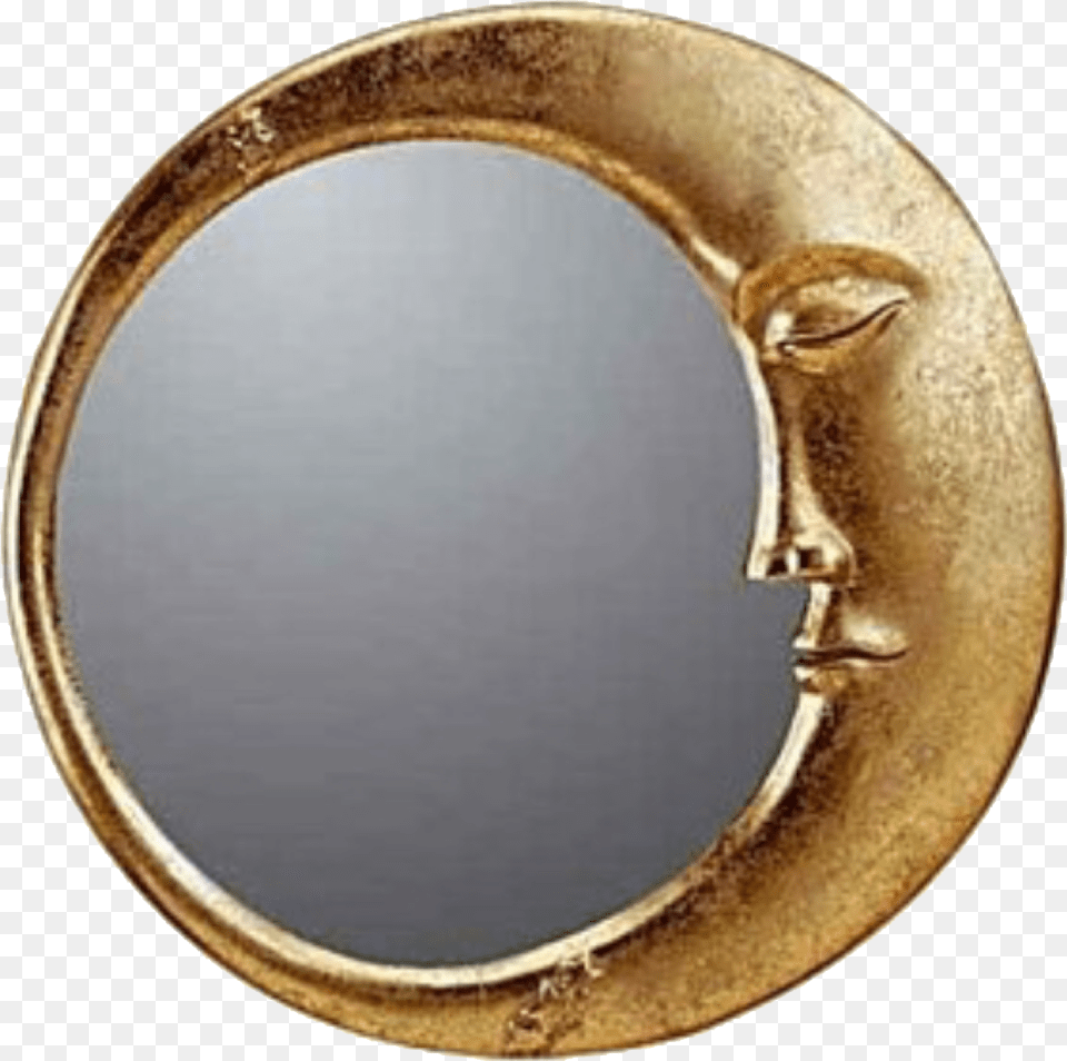 Gold Grey Moon Polyvore Moodboard Crescent Moon Face Mirror, Photography, Bronze Png
